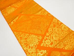 アンティーク　切りばめ風　華紋に花唐草模様織り出し全通袋帯（材料）